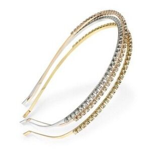 3 Tone Bands Headband with Cubic Zar stones. New w/o box. Free Ship. Please Read